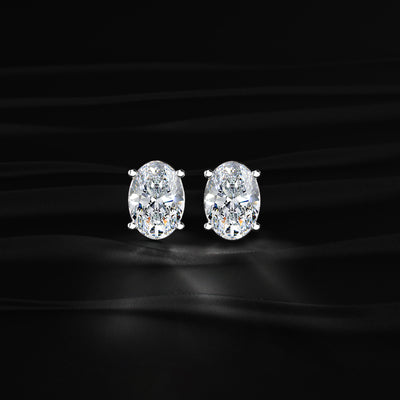 Oval Diamond Solitaire Earrings | Earthly Jewels
