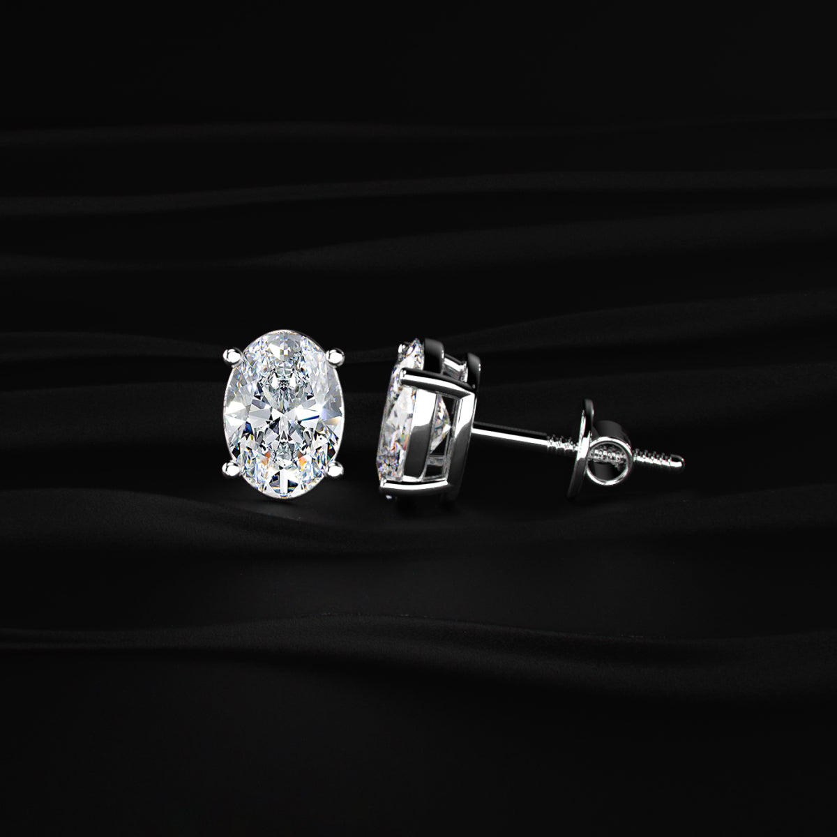 Oval Diamond Solitaire Earrings | Earthly Jewels