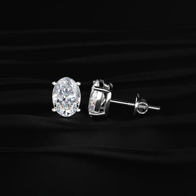 Oval Diamond Solitaire Earrings | Earthly Jewels