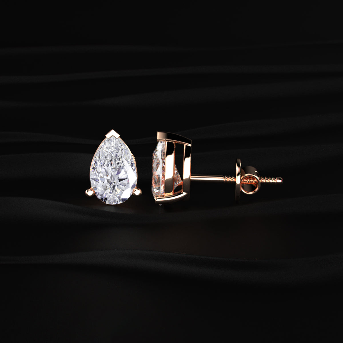2 Carat Pear Shaped Diamond Earrings | Earthly Jewels