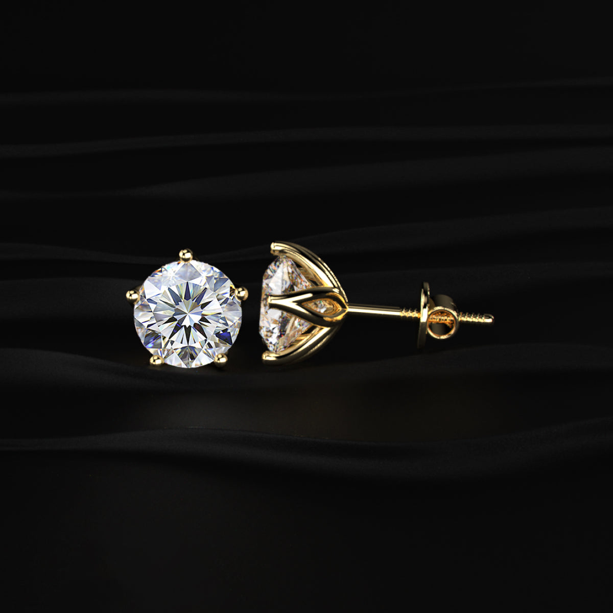 4ct Round Diamond Studs | Earthly Jewels
