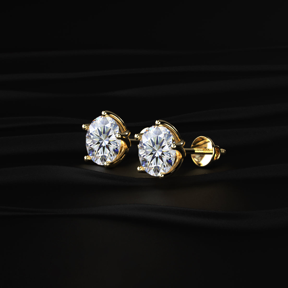 4ct Round Diamond Studs | Earthly Jewels