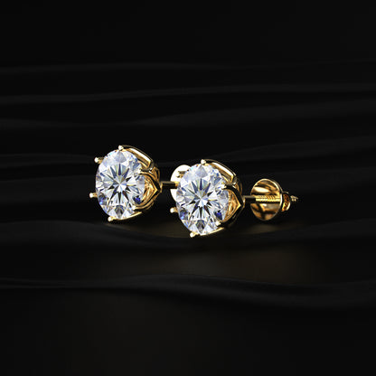 2Ctw Lotus Radiance with Round Solitaire Stud | Earthly Jewels