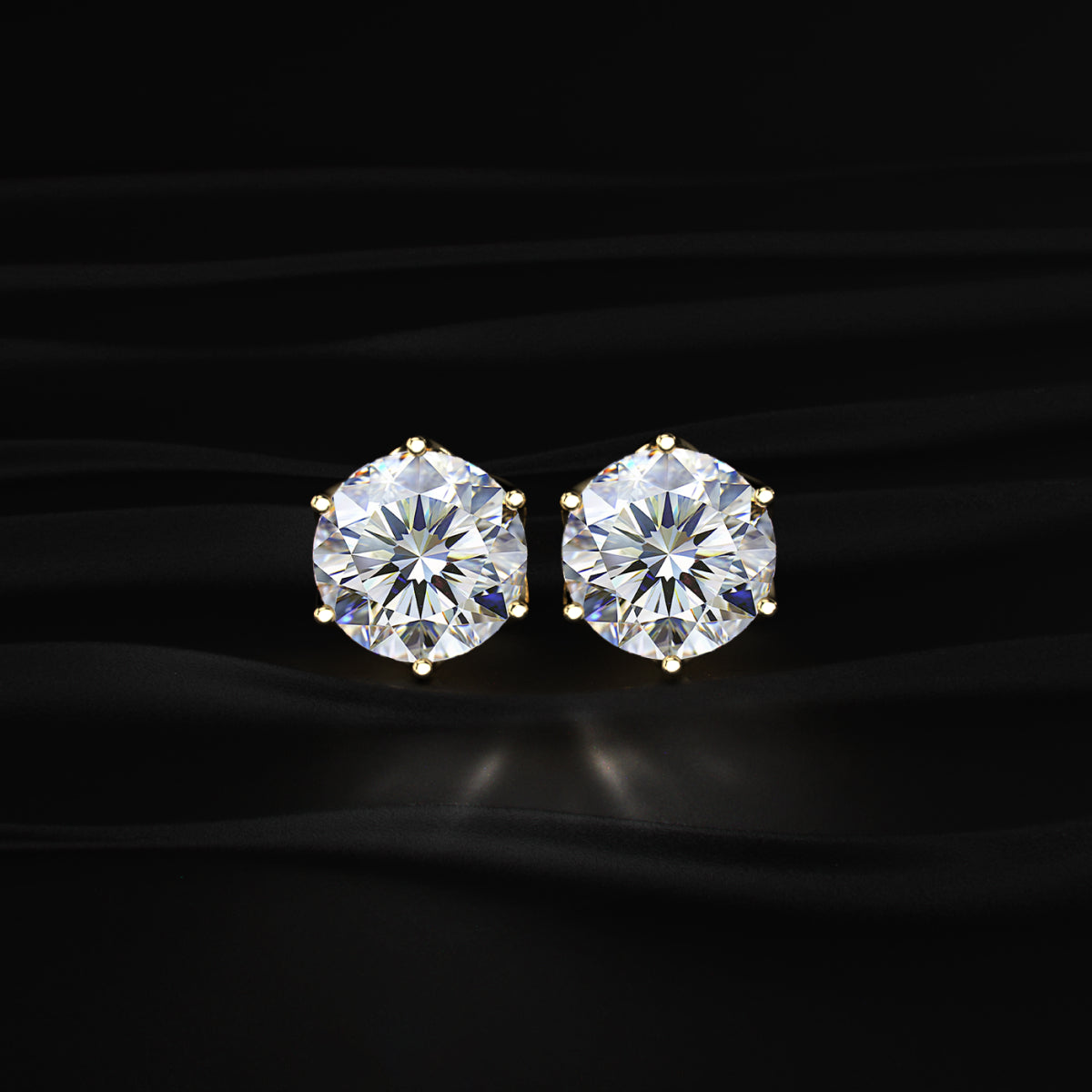 2Ctw Lotus Radiance with Round Solitaire Stud | Earthly Jewels