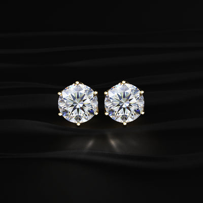 2Ctw Lotus Radiance with Round Solitaire Stud | Earthly Jewels