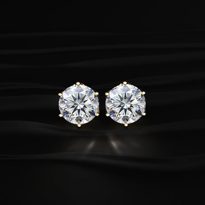 2Ctw Lotus Radiance with Round Solitaire Stud | Earthly Jewels