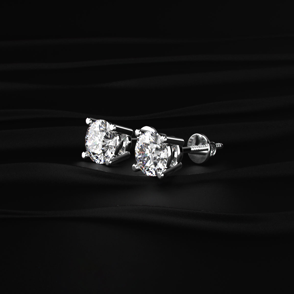 2 Carat Round Diamond Earrings