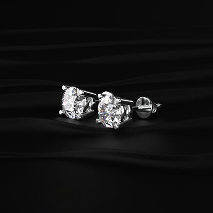 2 Carat Round Diamond Earrings