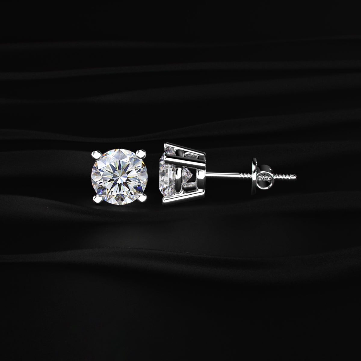 2 Carat Round Diamond Earrings