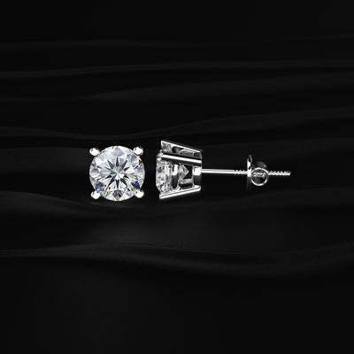 2 Carat Round Diamond Earrings | Earthy Jewels