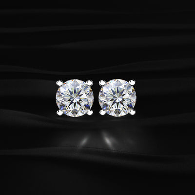 2 Carat Round Diamond Earrings | Earthy Jewels
