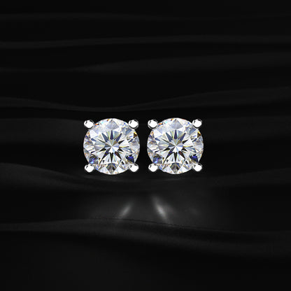 2 Carat Round Diamond Earrings