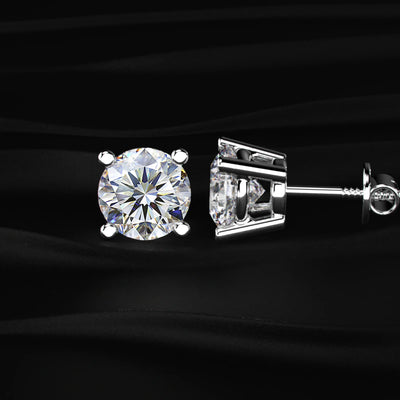2 Carat Round Diamond Earrings | Earthy Jewels