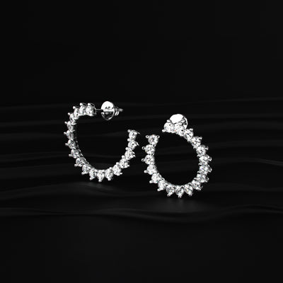 C Shape Diamond Stud Earrings | Earthly Jewels