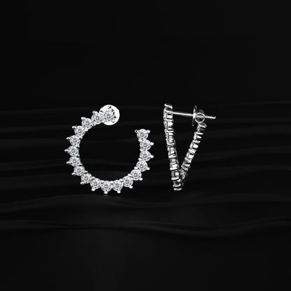 C Shape Diamond Stud Earrings | Earthly Jewels