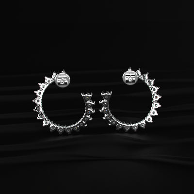 C Shape Diamond Stud Earrings | Earthly Jewels
