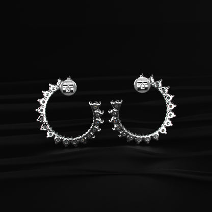 C Shape Diamond Stud Earrings | Earthly Jewels