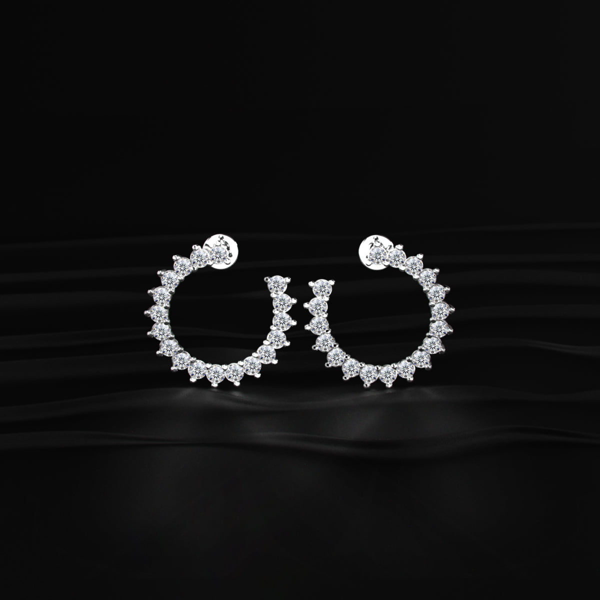 C Shape Diamond Stud Earrings | Earthly Jewels