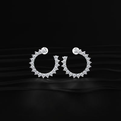 C Shape Diamond Stud Earrings | Earthly Jewels