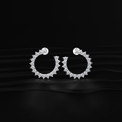 C Shape Diamond Stud Earrings | Earthly Jewels