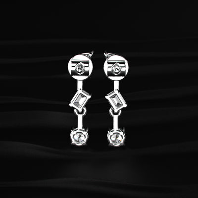 Three Stone Multi Shape Diamond Drop Earrings | Earthly Jewels