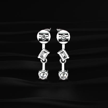 Three Stone Multi Shape Diamond Drop Earrings | Earthly Jewels