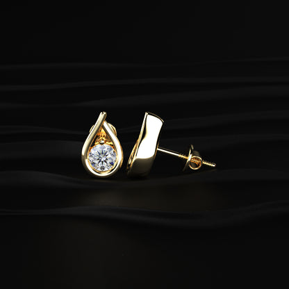 Round Diamond Teardrop Stud Earrings | Earthly Jewels