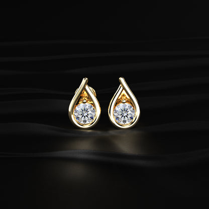 Round Diamond Teardrop Stud Earrings | Earthly Jewels