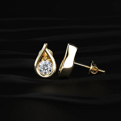 Round Diamond Teardrop Stud Earrings | Earthly Jewels