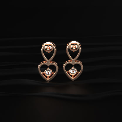 Round Diamond Heart Drop Earrings | Earthly Jewels