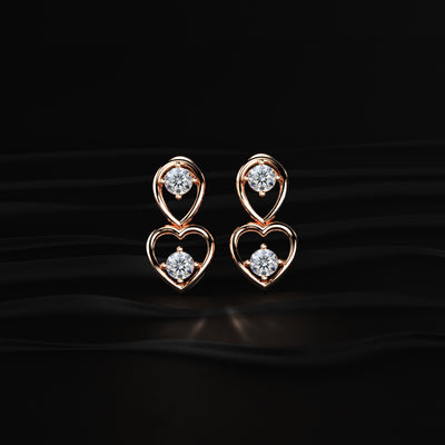 Round Diamond Heart Drop Earrings | Earthly Jewels
