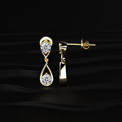 Round Diamond Two Tier Tear Drop Earrings | Earthly Jewels