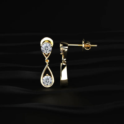 Round Diamond Two Tier Tear Drop Earrings | Earthly Jewels