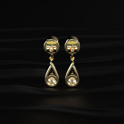 Round Diamond Two Tier Tear Drop Earrings | Earthly Jewels