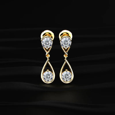 Round Diamond Two Tier Tear Drop Earrings | Earthly Jewels