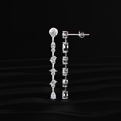 Six Multi Shape Diamonds Drop Earrings | Earthly Jewels