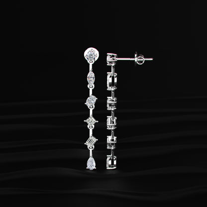 Six Multi Shape Diamonds Drop Earrings | Earthly Jewels