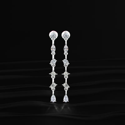 Six Multi Shape Diamonds Drop Earrings | Earthly Jewels