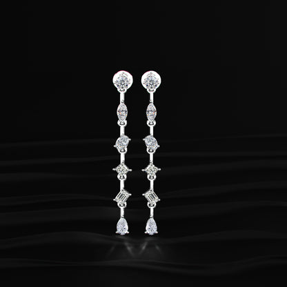 Six Multi Shape Diamonds Drop Earrings | Earthly Jewels