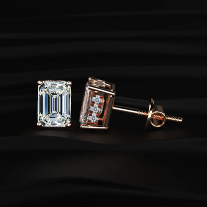 Emerald Solitaire Hidden Halo Earring | Earthly Jewels