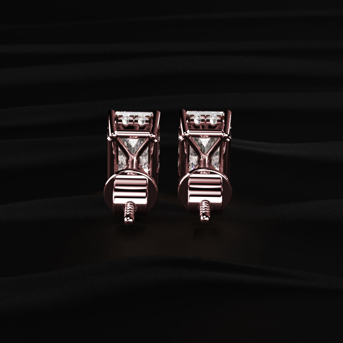 Emerald Solitaire Hidden Halo Earring