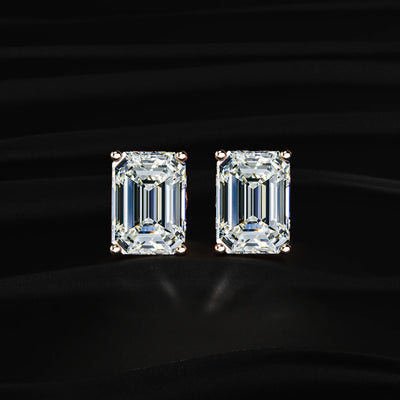 Emerald Solitaire Hidden Halo Earring | Earthly Jewels