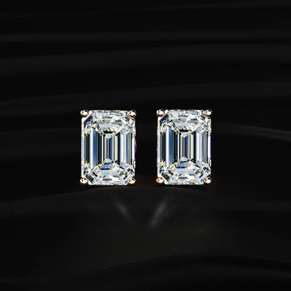 Emerald Solitaire Hidden Halo Earring | Earthly Jewels