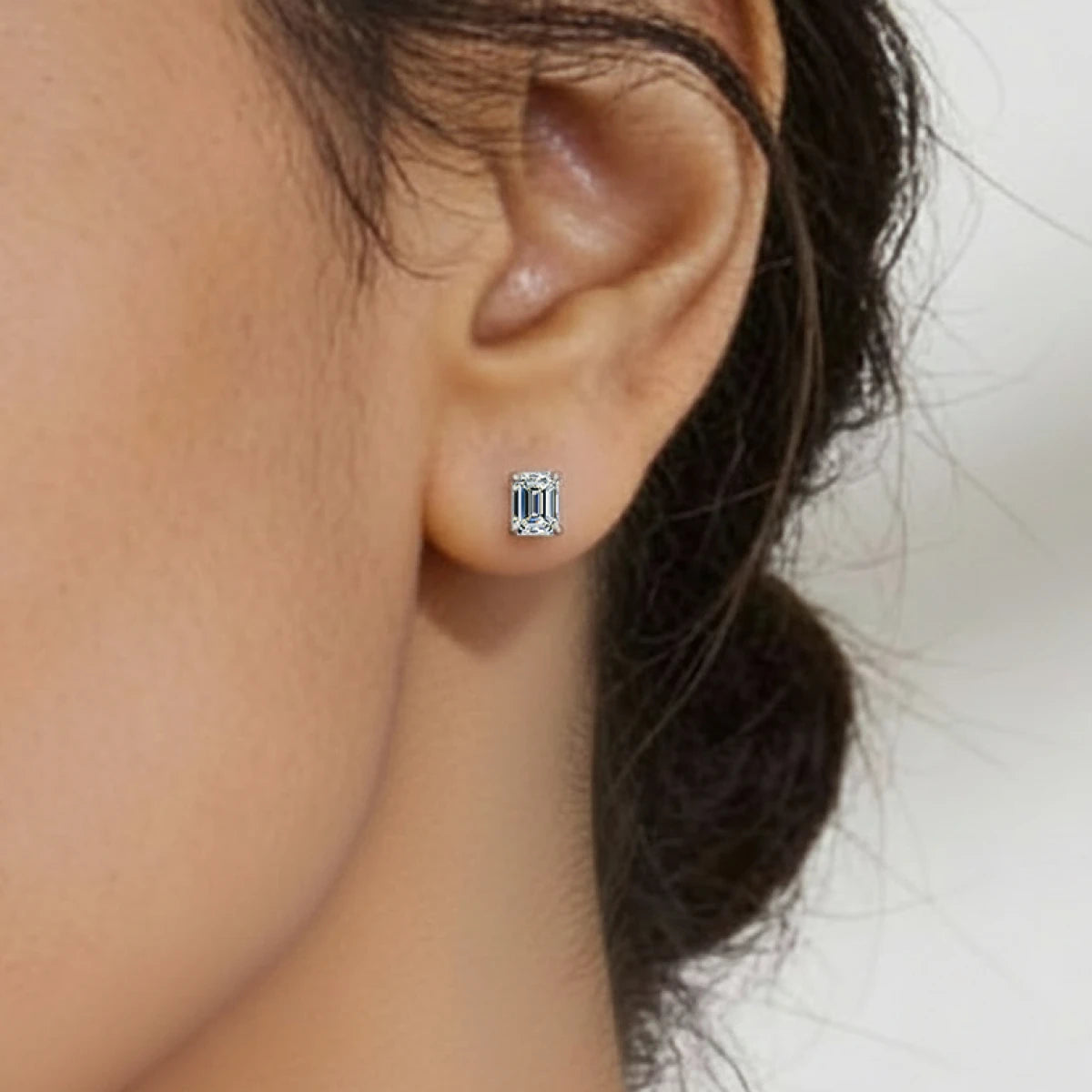 Emerald Solitaire Hidden Halo Earring | Earthly Jewels