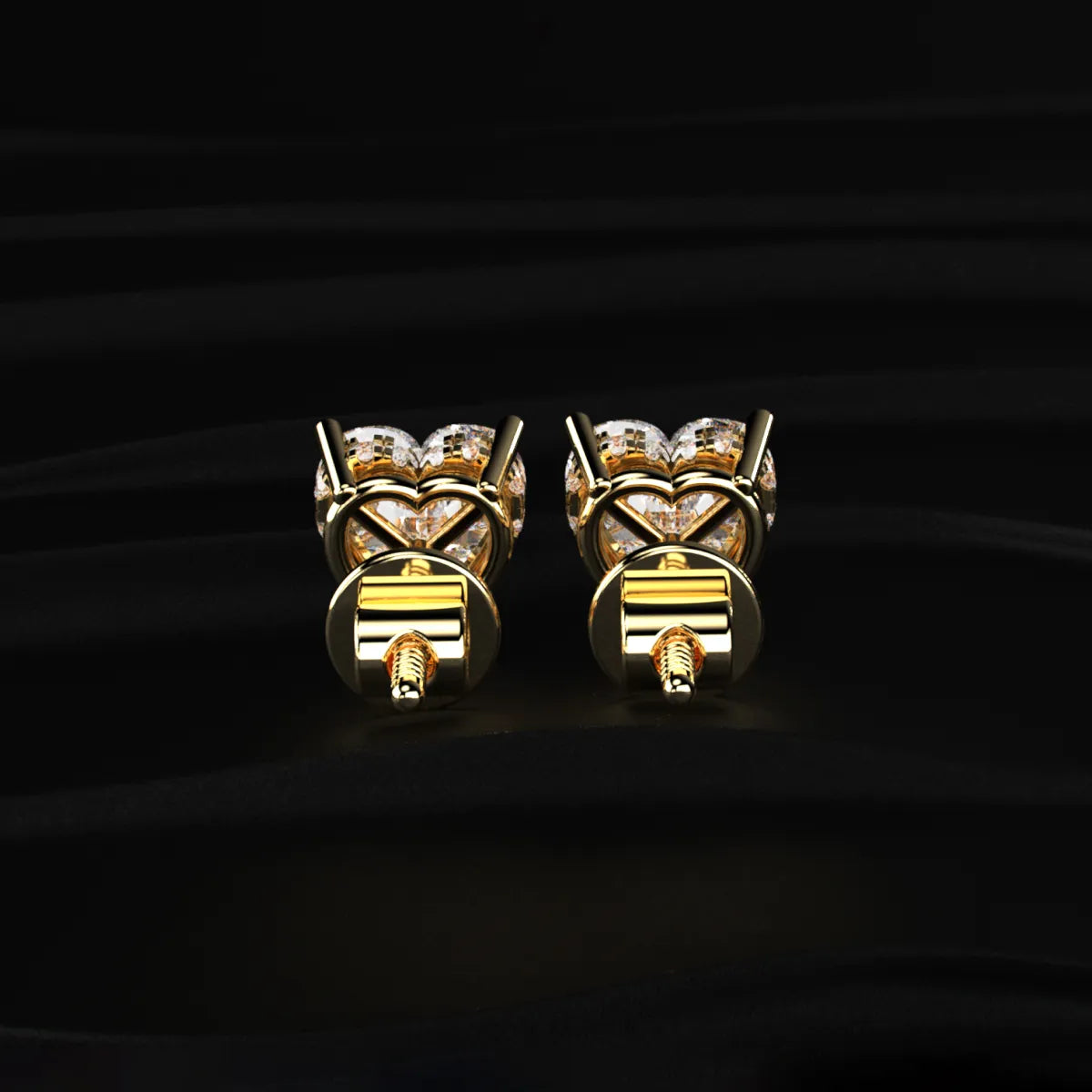 Heart Solitaire Hidden Halo Earring | Earthly Jewels