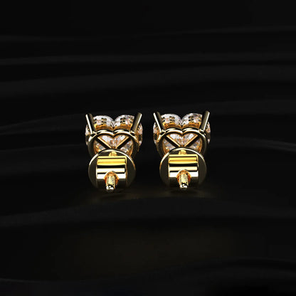 Heart Solitaire Hidden Halo Earring | Earthly Jewels