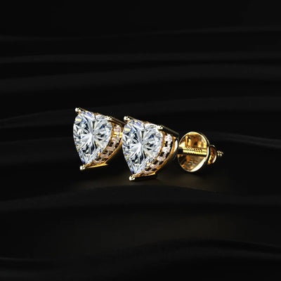 Heart Solitaire Hidden Halo Earring | Earthly Jewels