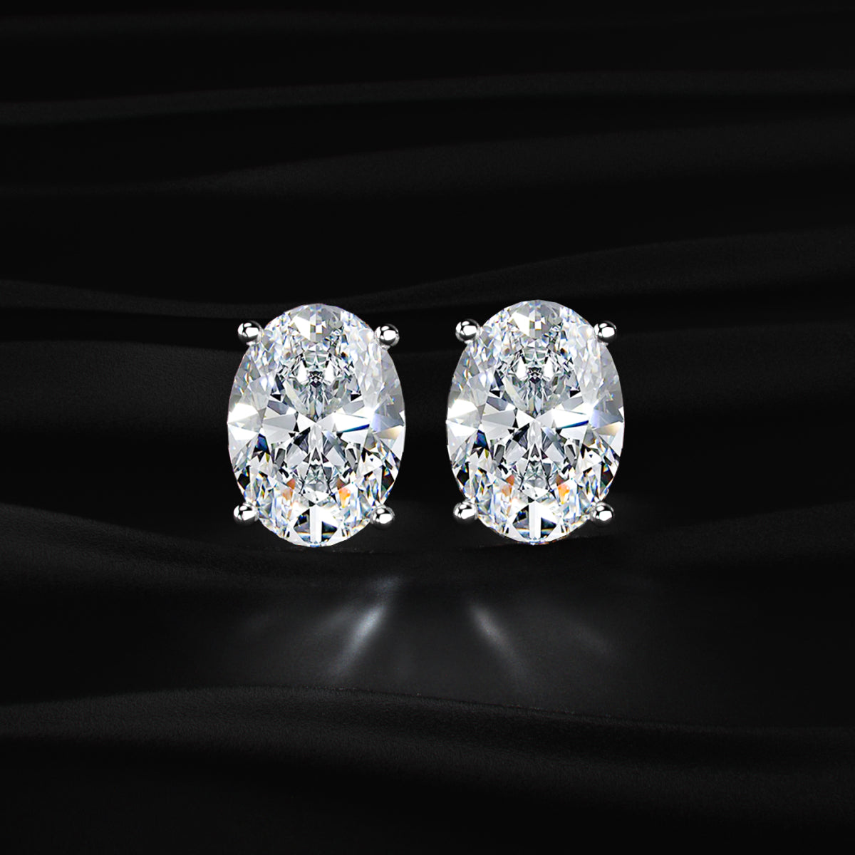 Oval Solitaire Hidden Halo Earring