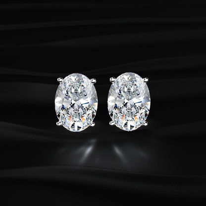 Oval Solitaire Hidden Halo Earring