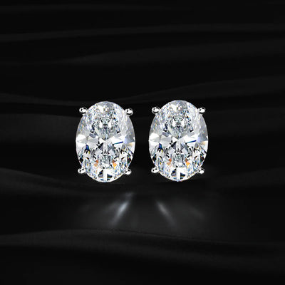 Oval Solitaire Hidden Halo Earring | Earthly Jewels #diamond-shape_oval